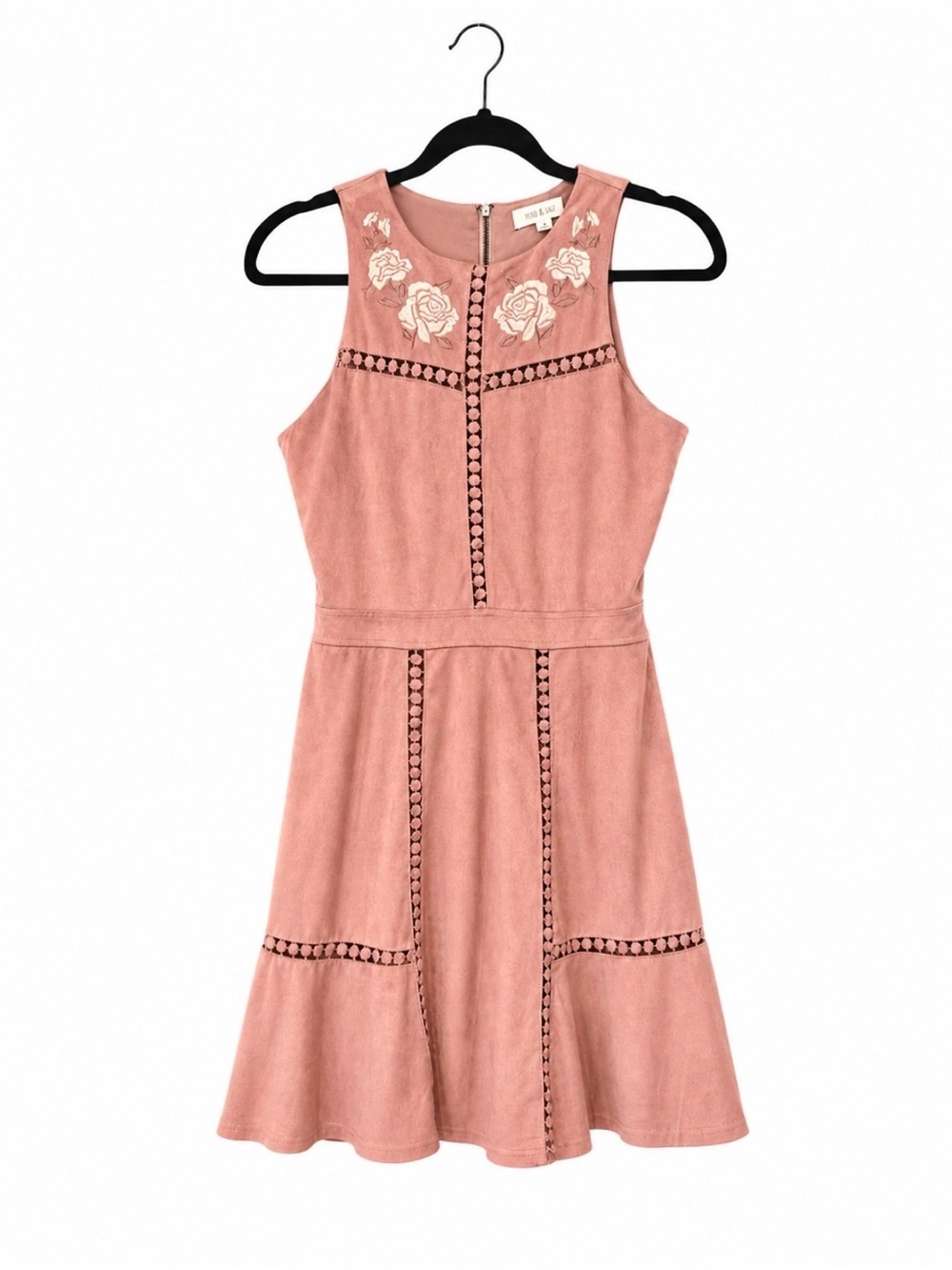 Taylor & Sage Dusty Rose Sleeveless Embroidered Fit-and-Flare Dress
